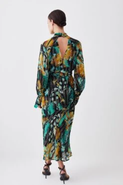 Karen Millen Petite Metallic Iridescent Column Midi Dress -Karen Millen Shop green petite metallic iridescent column midi dress 2