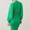 Karen Millen Petite Military Knit Georgette Sleeve Midi Dress -Karen Millen Shop green petite military knit georgette sleeve midi dress