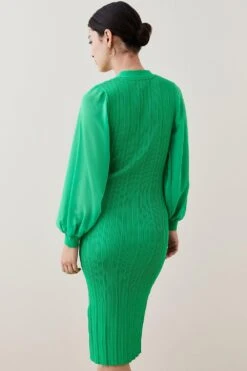 New Products 17 Karen Millen Petite Military Knit Georgette Sleeve Midi Dress