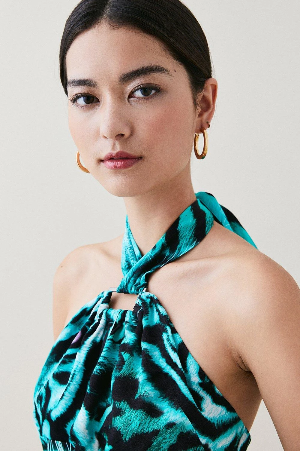 Karen Millen Petite Tiger Viscose Satin Tunic Top 5 Karen Millen Petite Tiger Viscose Satin Tunic Top - Image 3