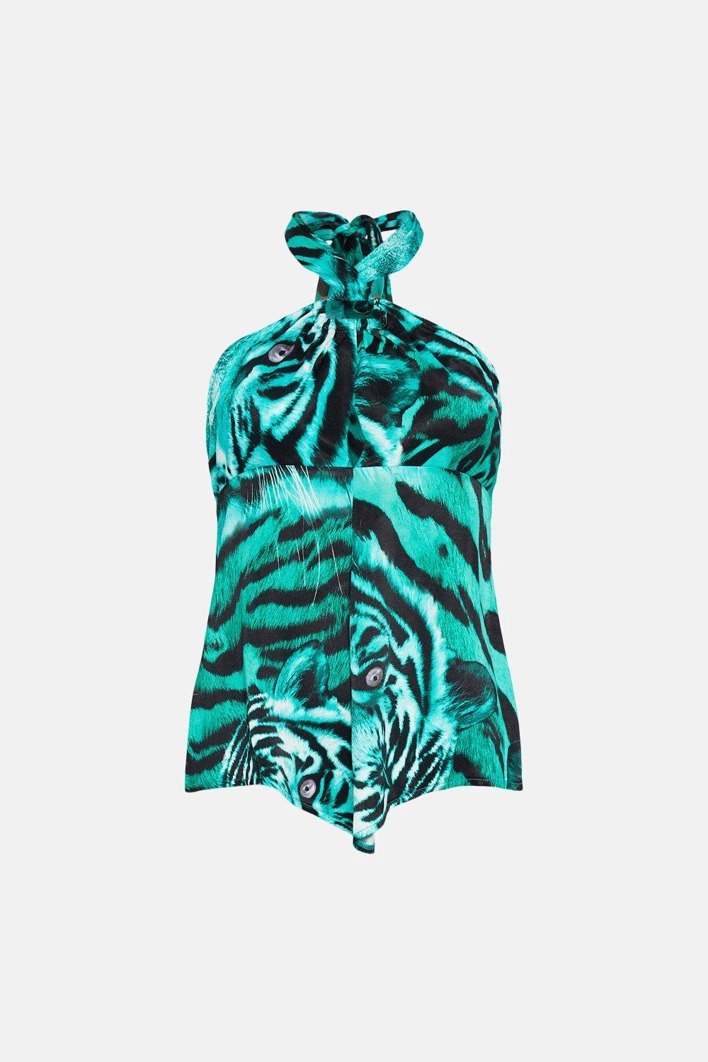 Karen Millen Petite Tiger Viscose Satin Tunic Top 6 Karen Millen Petite Tiger Viscose Satin Tunic Top - Image 4