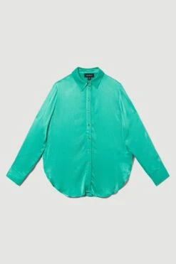 Karen Millen Plus Size Viscose Satin Boyfriend Shirt