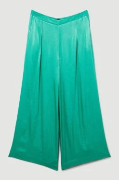 Karen Millen Plus Size Viscose Satin Wide Leg Trouser