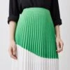 Karen Millen Tall Colour Block Pleated Woven Skirt -Karen Millen Shop green tall colour block pleated woven skirt