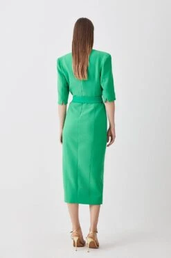 Karen Millen Tall Compact Stretch Lace Up Forever Midi Dress -Karen Millen Shop green tall compact stretch lace up forever midi dress 2