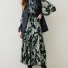 Karen Millen Tall Paisley Metallic Shirred Maxi Dress -Karen Millen Shop green tall paisley metallic shirred maxi dress