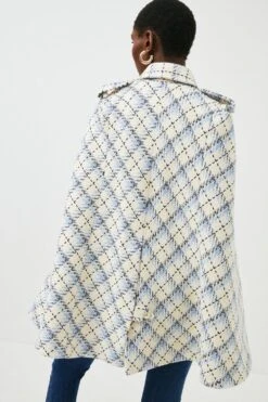 Karen Millen Check Military Button Cape -Karen Millen Shop ivory check military button cape 3
