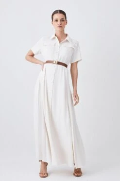 Karen Millen Lydia Millen Petite Soft Tailored Pleat Panel Midi Dress