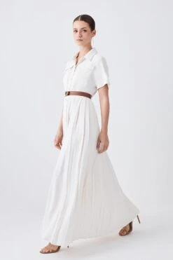 Karen Millen Lydia Millen Petite Soft Tailored Pleat Panel Midi Dress -Karen Millen Shop ivory lydia millen petite soft tailored pleat panel midi dress 3