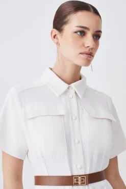 Karen Millen Lydia Millen Petite Soft Tailored Pleat Panel Midi Dress -Karen Millen Shop ivory lydia millen petite soft tailored pleat panel midi dress 4