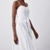 Karen Millen Lydia Millen Tall Cotton Top Stitch Pleated Midi Dress -Karen Millen Shop ivory lydia millen tall cotton top stitch pleated midi dress