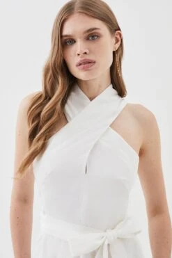 Karen Millen Lydia Millen Tall Linen Notch Belted Full Skirt Midi Dress -Karen Millen Shop ivory lydia millen tall linen notch belted full skirt midi dress 2