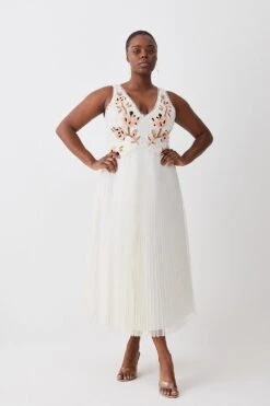 Karen Millen Plus Size Floral Embellished Shift Midi Dress