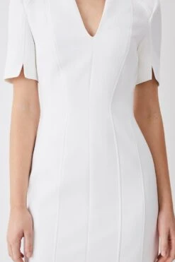 Karen Millen Tall Italian Compact Scuba Jersey Seamed A Line Mini Dress -Karen Millen Shop ivory tall italian compact scuba jersey seamed a line mini dress 1