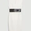 Karen Millen Tall Structured Crepe Forever Cap Sleeve Belted Dress -Karen Millen Shop ivory tall structured crepe forever cap sleeve belted dress