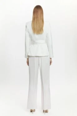 Karen Millen Tall Tailored Blazer Tie Waist Jumpsuit -Karen Millen Shop ivory tall tailored blazer tie waist jumpsuit 1 2