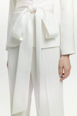 Karen Millen Tall Tailored Blazer Tie Waist Jumpsuit -Karen Millen Shop ivory tall tailored blazer tie waist jumpsuit 1 3