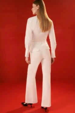 Karen Millen The Founder Petite Compact Stretch Waistband Detail Straight Leg Trouser