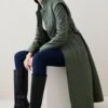 Karen Millen Leather Quilted Peplum Midi Coat -Karen Millen Shop khaki leather quilted peplum midi coat