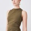 Karen Millen Petite Stretch Cotton Jersey Column Midi Dress -Karen Millen Shop khaki petite stretch cotton jersey column midi dress