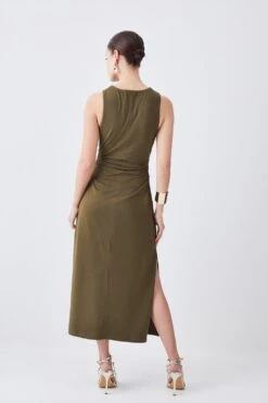 Karen Millen Petite Stretch Cotton Jersey Column Midi Dress 10 Karen Millen Petite Stretch Cotton Jersey Column Midi Dress -Karen Millen Shop khaki petite stretch cotton jersey column midi dress 3