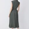 Karen Millen Tall Military Pleat Sleeveless Midi Dress -Karen Millen Shop khaki tall military pleat sleeveless midi dress