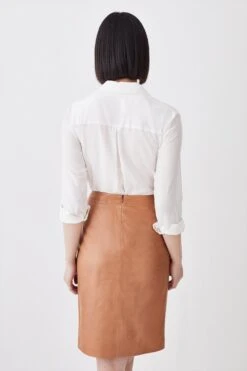 Karen Millen Leather Veg Tan Pencil Knee Skirt 11 Karen Millen Leather Veg Tan Pencil Knee Skirt -Karen Millen Shop leather veg tan pencil knee skirt 1 4