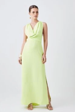 Karen Millen Petite Cowl Neck Woven Crepe Midi Wrap Dress 9 Karen Millen Petite Cowl Neck Woven Crepe Midi Wrap Dress -Karen Millen Shop lime petite cowl neck woven crepe midi wrap dress 3