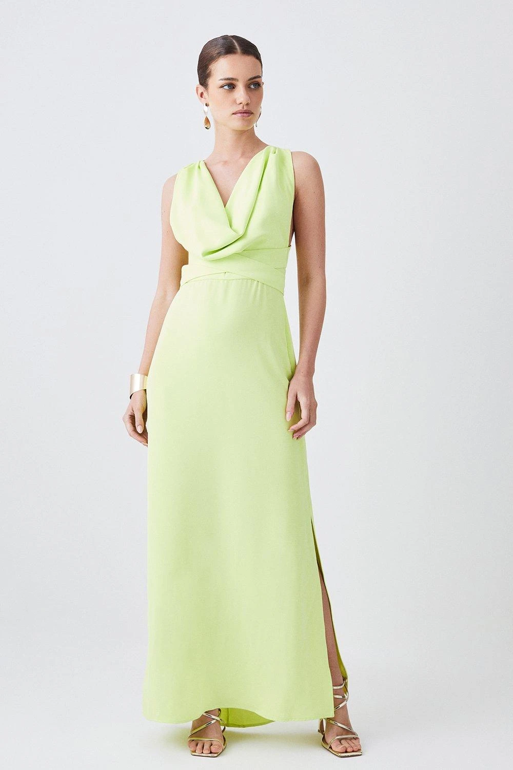 Karen Millen Petite Cowl Neck Woven Crepe Midi Wrap Dress 6 Karen Millen Petite Cowl Neck Woven Crepe Midi Wrap Dress - Image 4