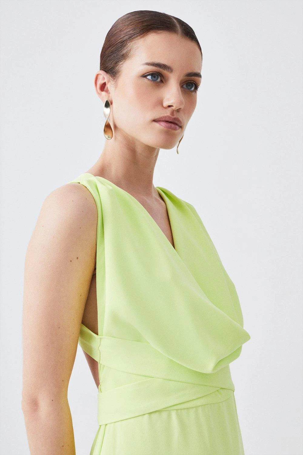 Karen Millen Petite Cowl Neck Woven Crepe Midi Wrap Dress 3 Karen Millen Petite Cowl Neck Woven Crepe Midi Wrap Dress