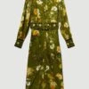 Karen Millen Lydia Millen Tall Floral Belted Woven Midi Shirt Dress
