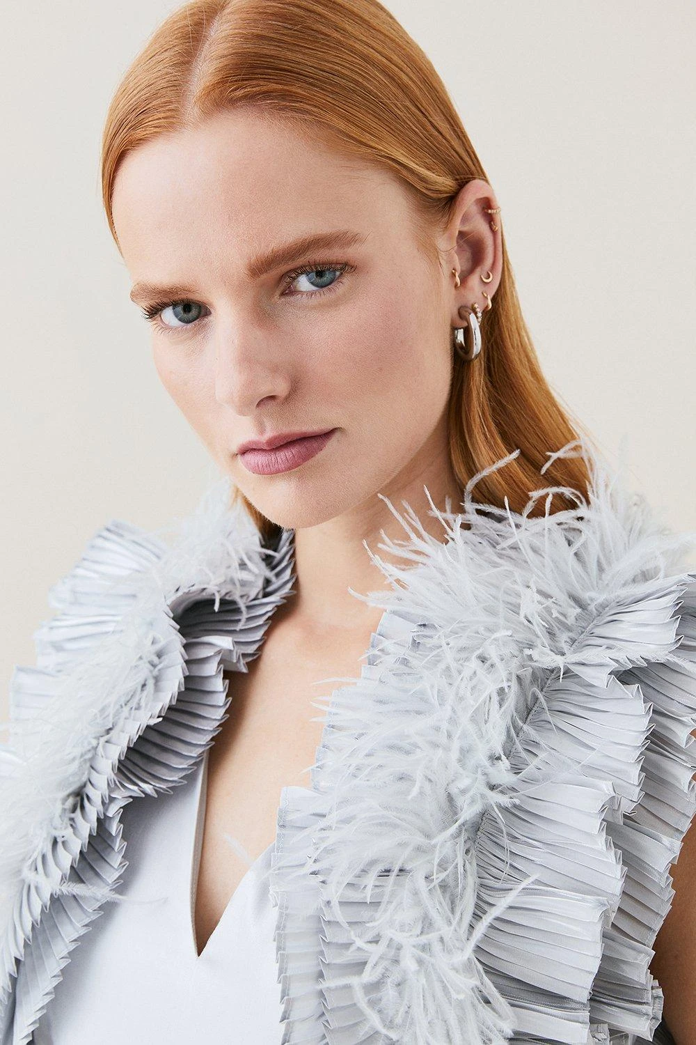 Karen Millen Lydia Millen Tall Metallic Feather Ruffle Woven Maxi Dress 4 Karen Millen Lydia Millen Tall Metallic Feather Ruffle Woven Maxi Dress - Image 2