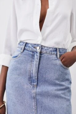 Front Page -Karen Millen Shop mid wash denim maxi skirt 1 1