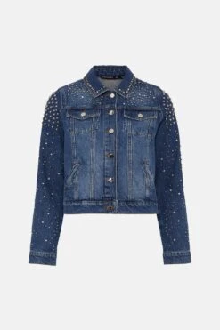 Karen Millen Stud And Diamante Denim Jacket