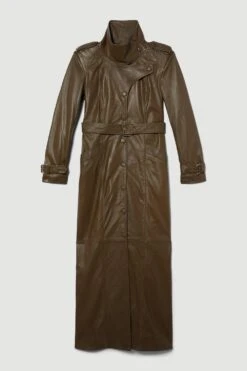 Karen Millen Tall Leather Maxi Trench Coat
