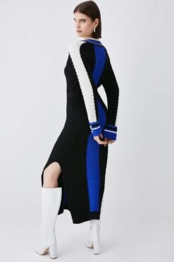 Karen Millen Petite Sporty Colour Block Knit Dress -Karen Millen Shop mono petite sporty colour block knit dress 1 2