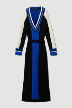 Karen Millen Petite Sporty Colour Block Knit Dress -Karen Millen Shop mono petite sporty colour block knit dress 1 4