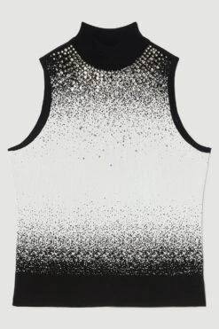 Karen Millen Plus Size Hotfix Sequin Knit High Neck Jumper -Karen Millen Shop mono plus size hotfix sequin knit high neck jumper 4