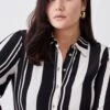 Karen Millen Plus Size Mixed Stripe Woven Shirt -Karen Millen Shop mono plus size mixed stripe woven shirt