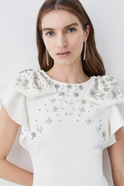 Karen Millen Tall Embellished Stretch Woven Midi Dress -Karen Millen Shop mono tall embellished stretch woven midi dress 3