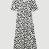Karen Millen Tall Half Sleeve Geometric Printed Jersey Wrap Midi Dress -Karen Millen Shop mono tall half sleeve geometric printed jersey wrap midi dress