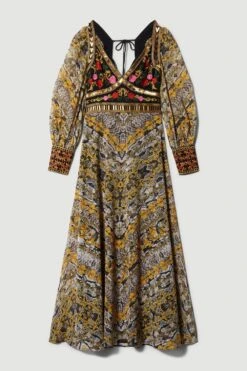 Karen Millen Petite Baroque Embroidered & Bead Midi Dress -Karen Millen Shop multi petite baroque embroidered bead midi dress 3