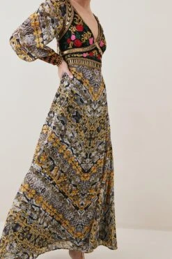 Karen Millen Petite Baroque Embroidered & Bead Midi Dress -Karen Millen Shop multi petite baroque embroidered bead midi dress 4