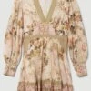 Karen Millen Petite Lydia Millen Silk Cotton Vintage Floral Mini Dress