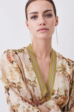 Karen Millen Petite Lydia Millen Silk Cotton Vintage Floral Mini Dress -Karen Millen Shop multi petite lydia millen silk cotton vintage floral mini dress 2