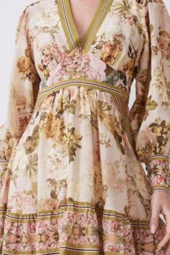 Karen Millen Petite Lydia Millen Silk Cotton Vintage Floral Mini Dress -Karen Millen Shop multi petite lydia millen silk cotton vintage floral mini dress 3