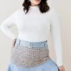 Karen Millen Plus Size Denim Tweed Mix Flippy Hem Skirt -Karen Millen Shop multi plus size denim tweed mix flippy hem skirt
