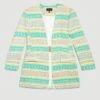 Karen Millen Signature Italian Tweed Collarless Jacket -Karen Millen Shop multi signature italian tweed collarless jacket