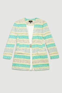 Karen Millen Signature Italian Tweed Collarless Jacket