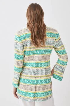 Karen Millen Signature Italian Tweed Collarless Jacket -Karen Millen Shop multi signature italian tweed collarless jacket 1 4